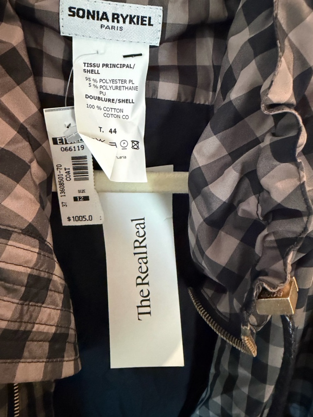 Sonia Rykiel Brown Plaid Drawstring Long Utility Jacket Trench Duster $1005 MSRP - Picture 6 of 9